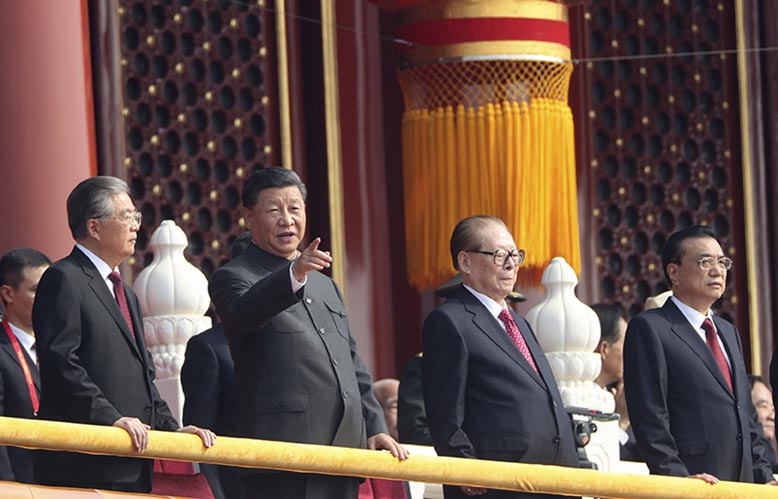 Kina Kommunistpartiet 100 år Hu Jintao Xi Jinping Jiang Zemin.jpg