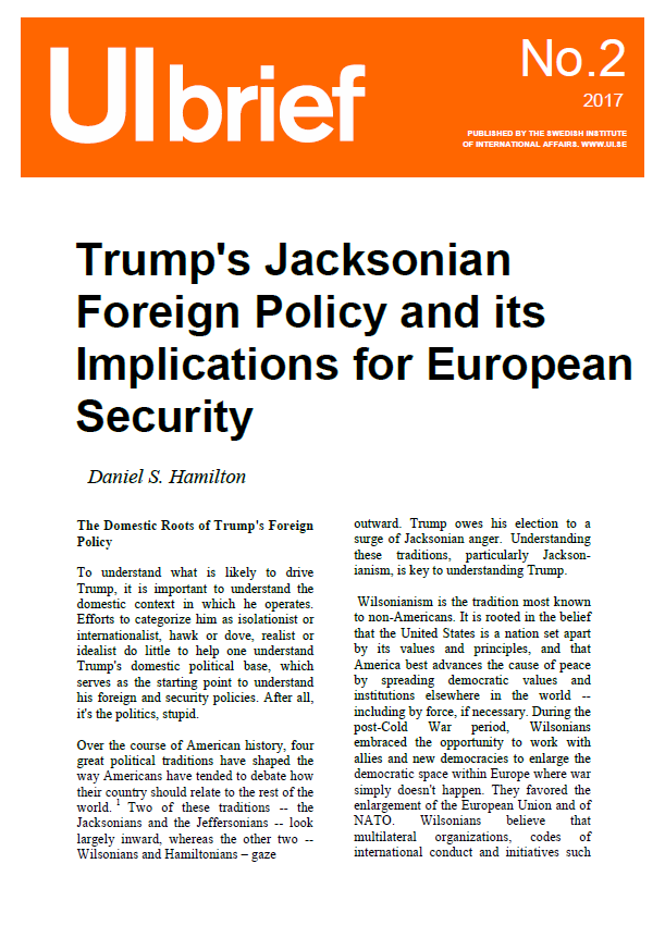 Trump's Jacksonian Foreign Policy and its Implications for European Security