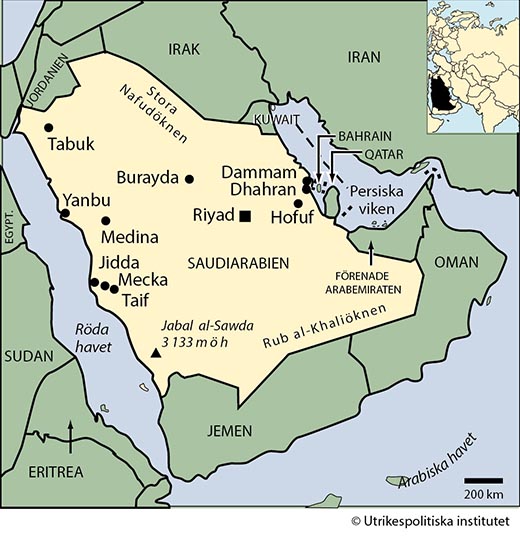 saudiarabien karta Saudiarabien – Geografi och klimat | Utrikespolitiska institutet